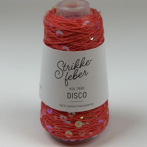 Strikkefeber Disco Bright peach with transparent rainbow sequins (1076)