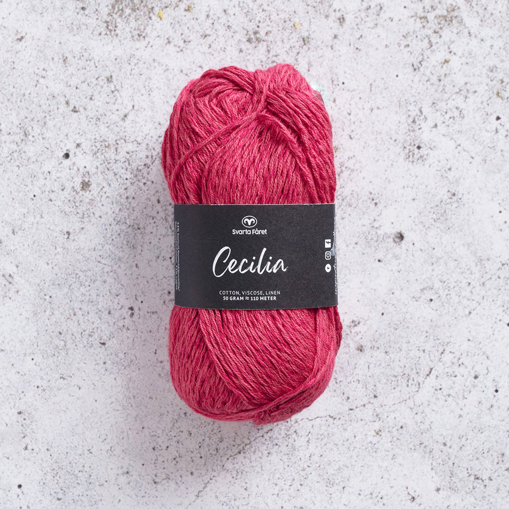 Svarta Fåret Cecilia Raspberry Red (045) Summer DK Yarn in Cotton, Viscose and Linen