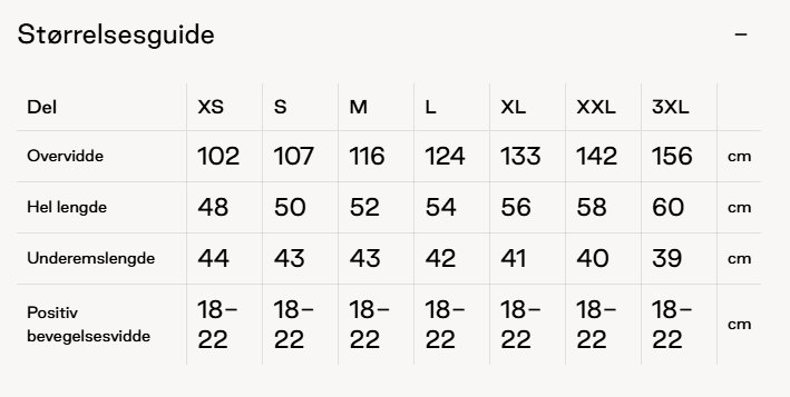 Heia Rundgenser size guide