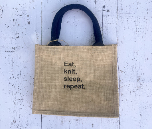 Project bag "Eat, knit, sleep, repeat" (large)