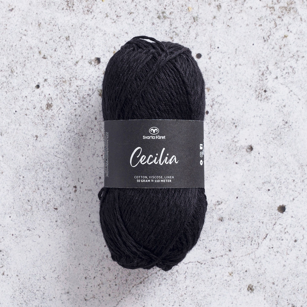 Svarta Fåret Cecilia Pitch Black (001) Summer DK Yarn in Cotton, Viscose and Linen