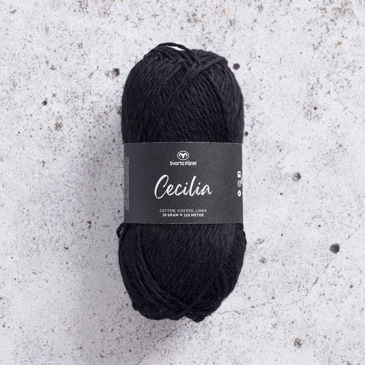Svarta Fåret Cecilia Pitch Black (001) Summer DK Yarn in Cotton, Viscose and Linen