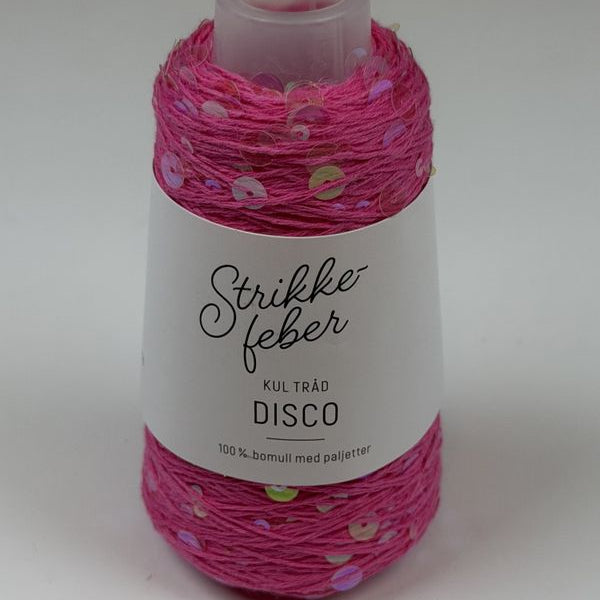 Strikkefeber Disco Bright pink with transparent rainbow sequins (1009)